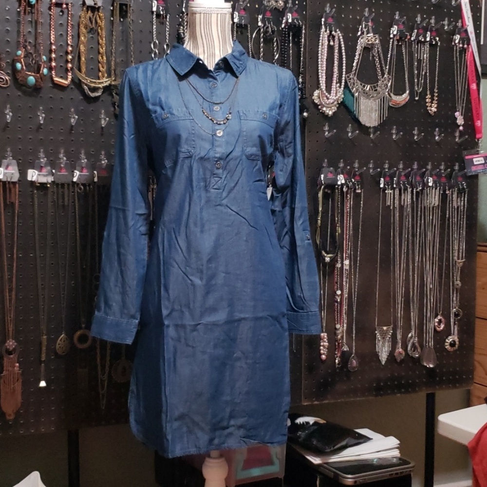 NWOT Soft Blue Denim Long Sleeve Dress